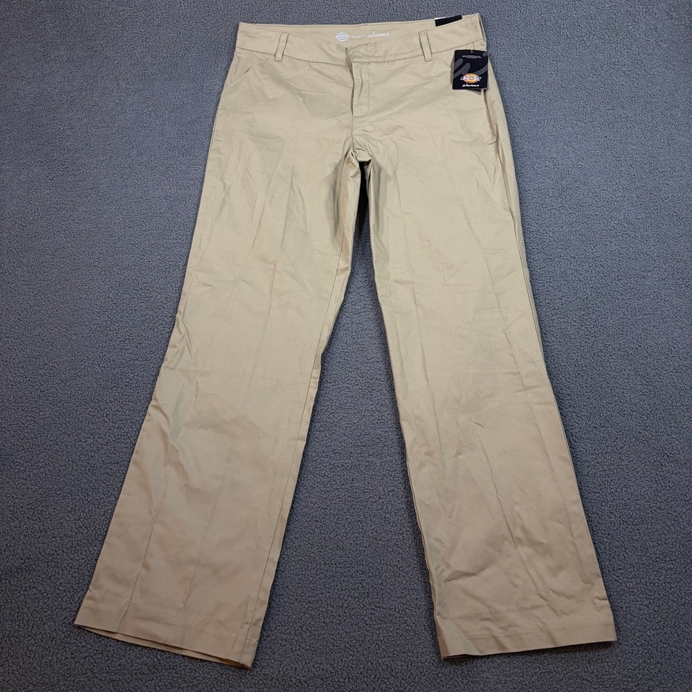 Dickies Pants Women 14L Tan Relaxed Fit Straight Leg Cotton Blend FP321DS